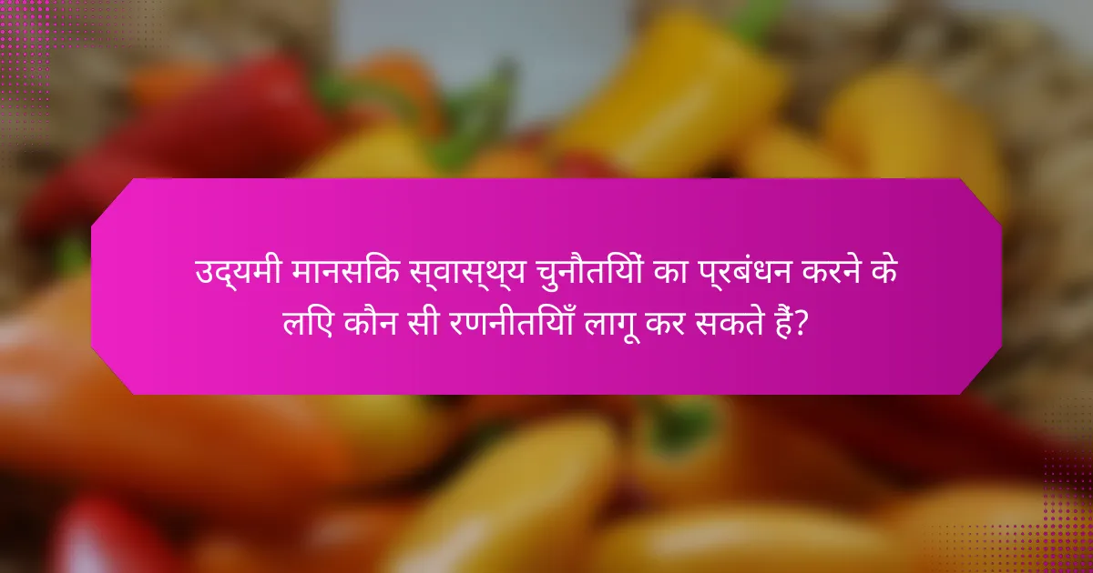 उद्यमी मानसिक स्वास्थ्य चुनौतियों का प्रबंधन करने के लिए कौन सी रणनीतियाँ लागू कर सकते हैं?