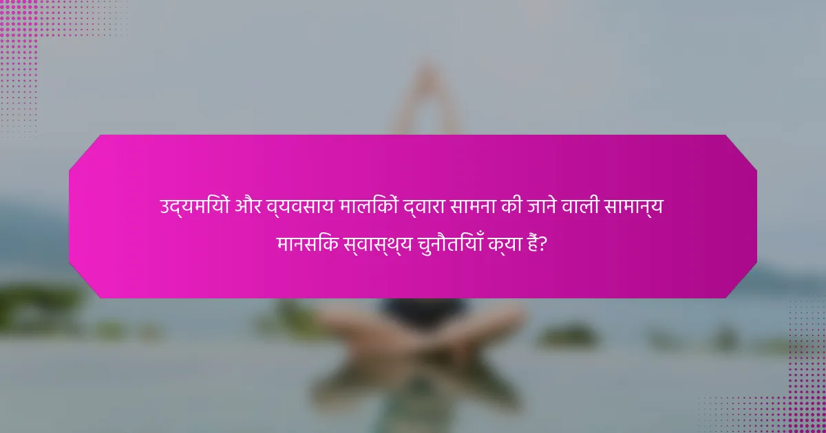 उद्यमियों और व्यवसाय मालिकों द्वारा सामना की जाने वाली सामान्य मानसिक स्वास्थ्य चुनौतियाँ क्या हैं?