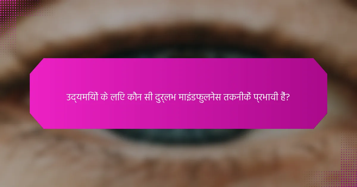 उद्यमियों के लिए कौन सी दुर्लभ माइंडफुलनेस तकनीकें प्रभावी हैं?