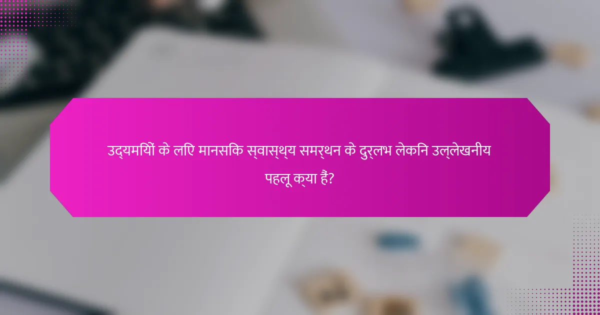 उद्यमियों के लिए मानसिक स्वास्थ्य समर्थन के दुर्लभ लेकिन उल्लेखनीय पहलू क्या हैं?