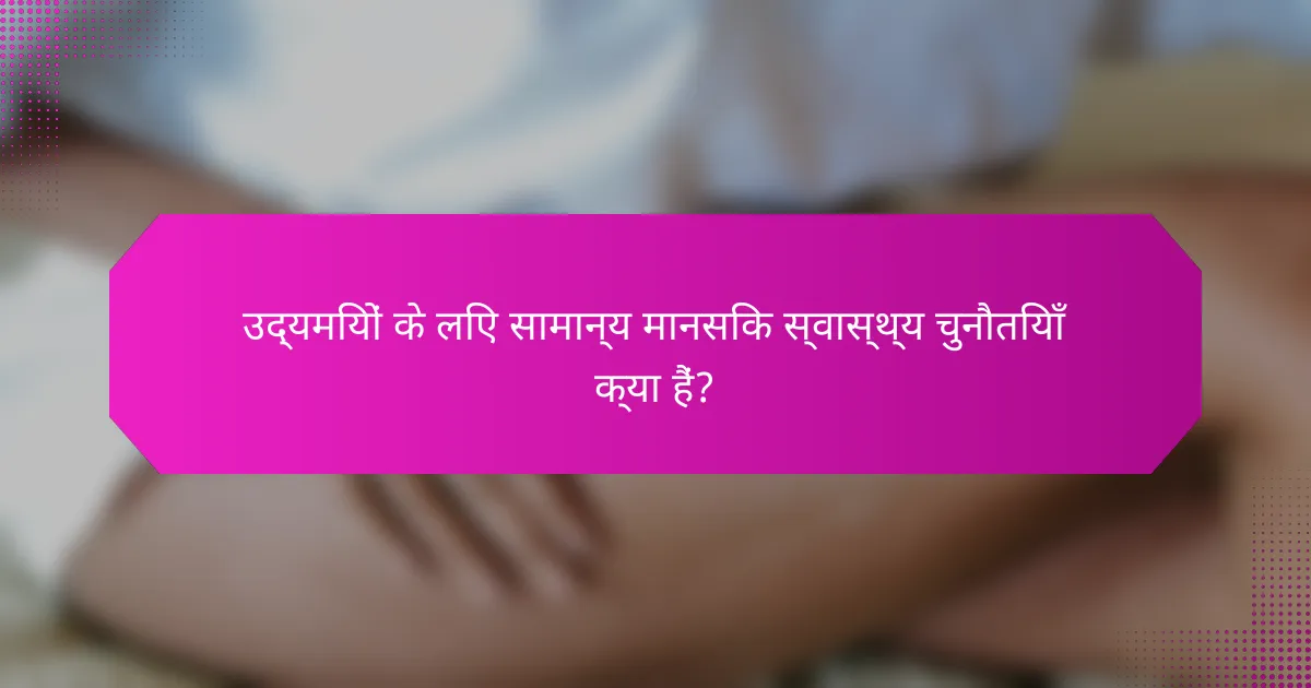 उद्यमियों के लिए सामान्य मानसिक स्वास्थ्य चुनौतियाँ क्या हैं?