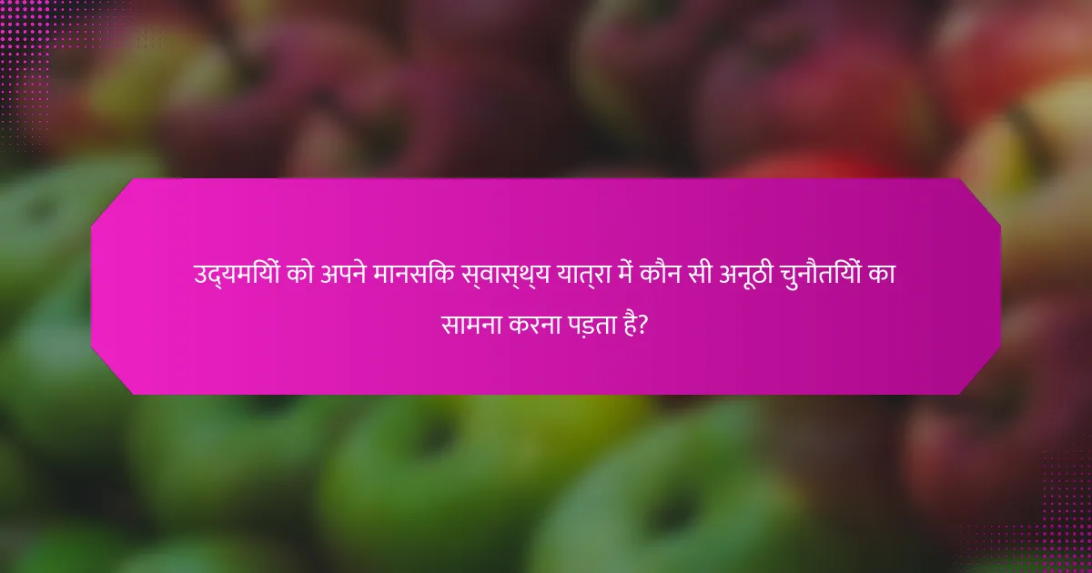 उद्यमियों को अपने मानसिक स्वास्थ्य यात्रा में कौन सी अनूठी चुनौतियों का सामना करना पड़ता है?