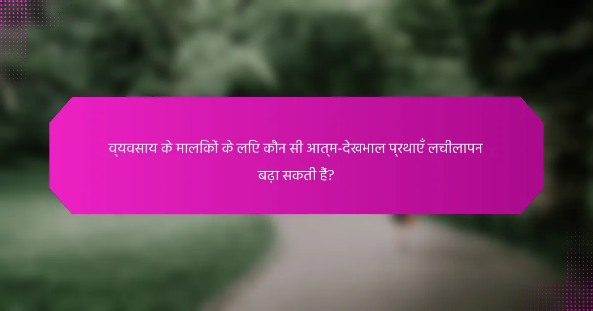 व्यवसाय के मालिकों के लिए कौन सी आत्म-देखभाल प्रथाएँ लचीलापन बढ़ा सकती हैं?