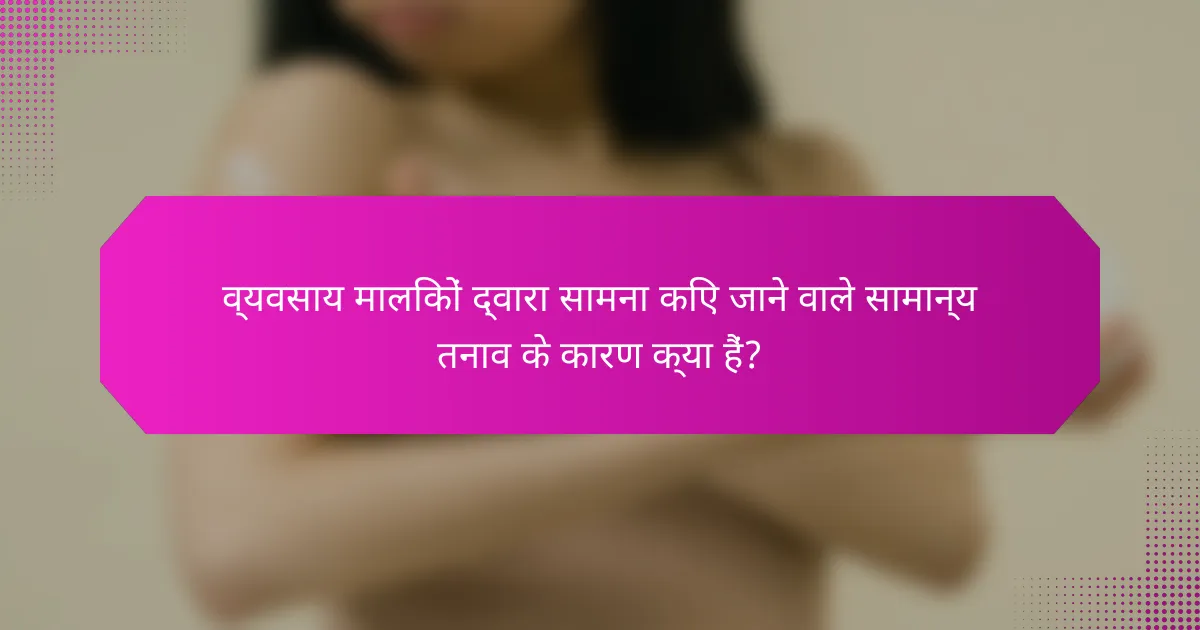 व्यवसाय मालिकों द्वारा सामना किए जाने वाले सामान्य तनाव के कारण क्या हैं?