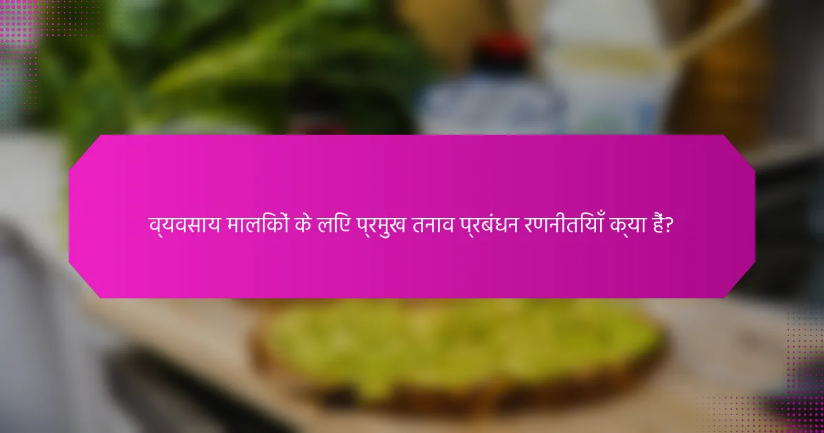 व्यवसाय मालिकों के लिए प्रमुख तनाव प्रबंधन रणनीतियाँ क्या हैं?